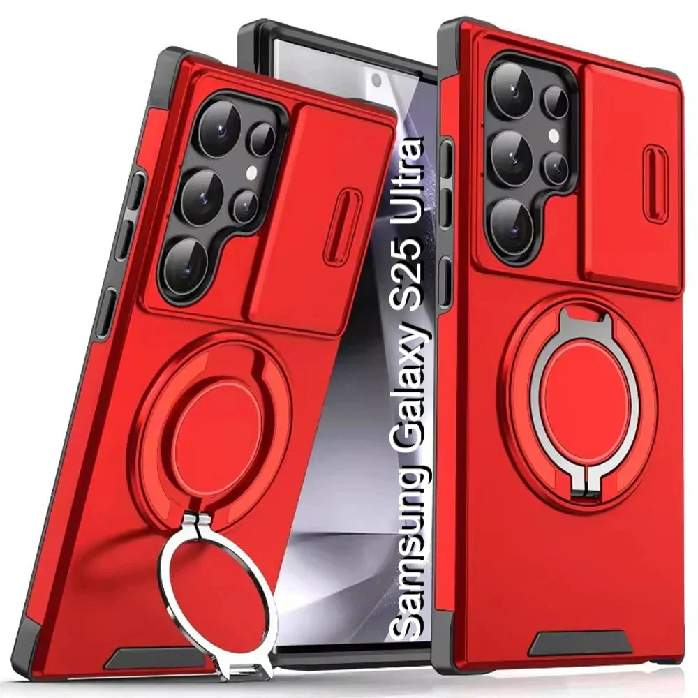 LuxuryKase Shockproof Case with Slide Camera Cover | 360° Rotating Ring Kickstand | Rugged Armour Protection For Samsung Series - Image 49