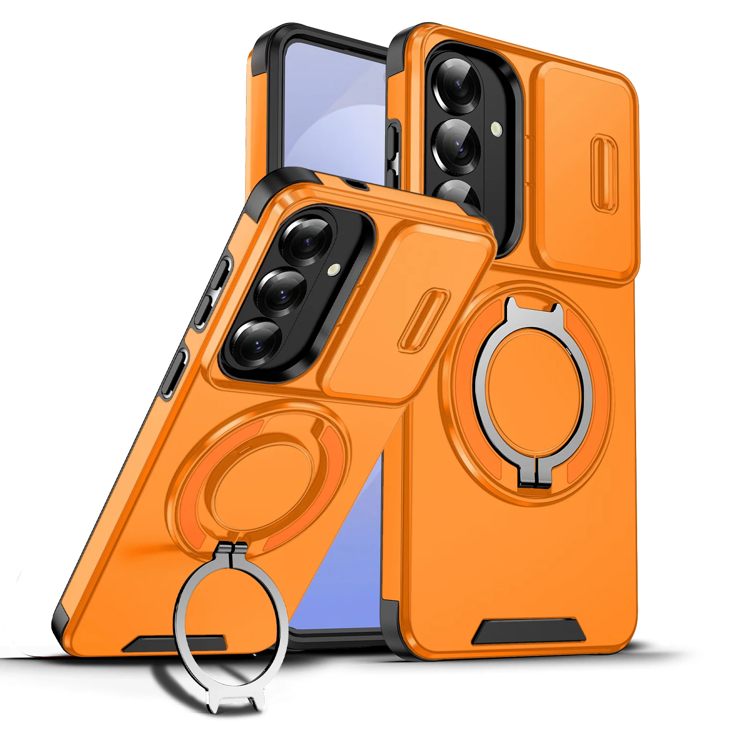 LuxuryKase Shockproof Case with Slide Camera Cover | 360° Rotating Ring Kickstand | Rugged Armour Protection For Samsung Series - Image 58