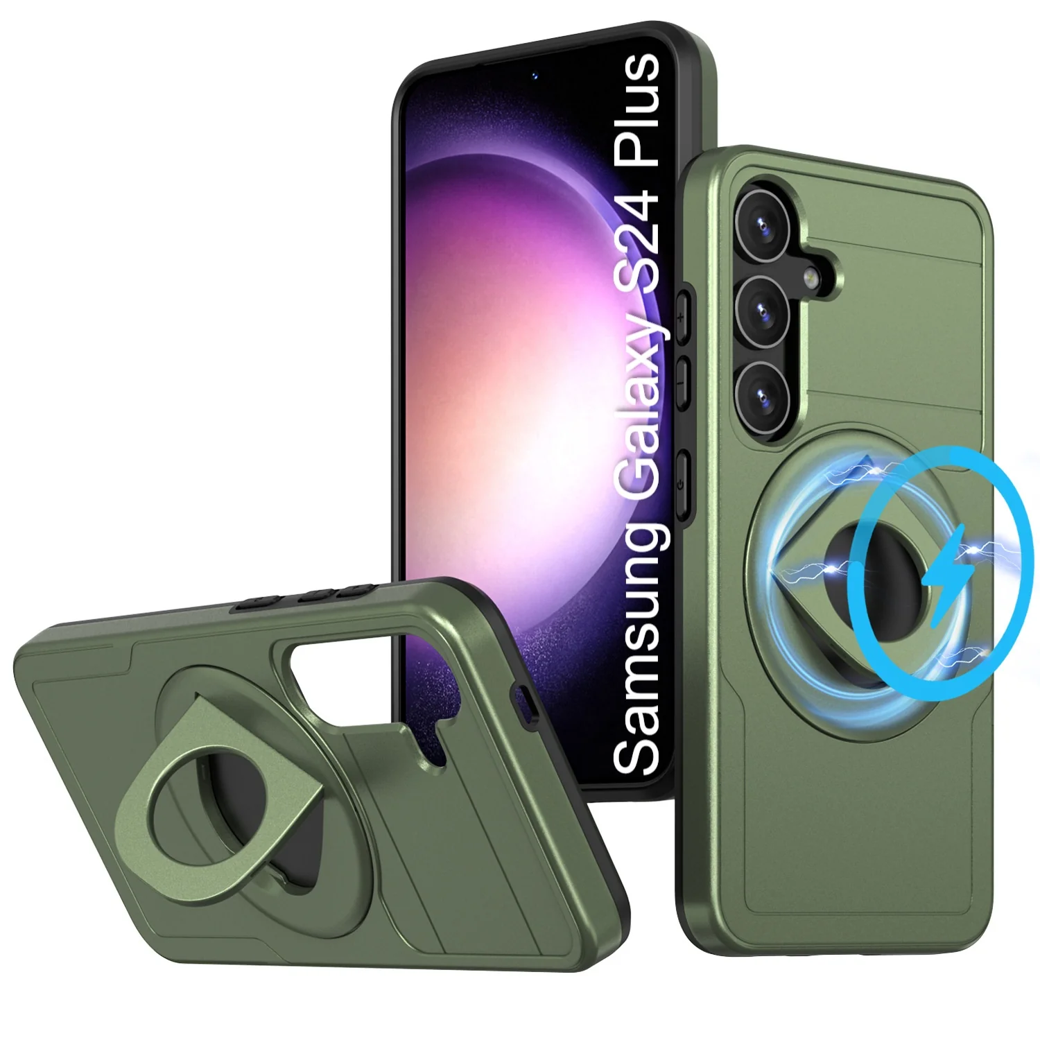 LuxuryKase Shockproof Rugged Back Cover | Heavy Duty Armor Case with MagSafe Compatible 360° Ring Holder | Finger Ring Kickstand | Drop Protection For iPhone & Samsung Series - Image 17