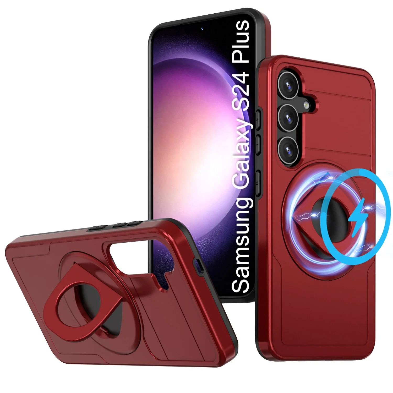 LuxuryKase Shockproof Rugged Back Cover | Heavy Duty Armor Case with MagSafe Compatible 360° Ring Holder | Finger Ring Kickstand | Drop Protection For iPhone & Samsung Series - Image 20