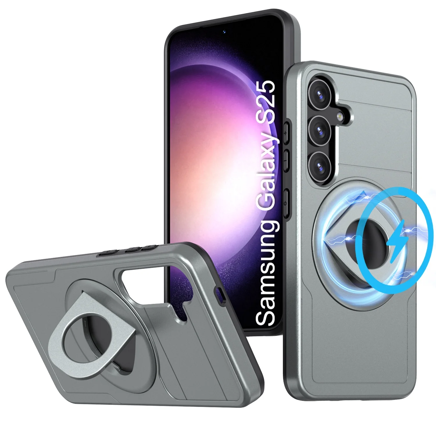 LuxuryKase Shockproof Rugged Back Cover | Heavy Duty Armor Case with MagSafe Compatible 360° Ring Holder | Finger Ring Kickstand | Drop Protection For iPhone & Samsung Series - Image 32