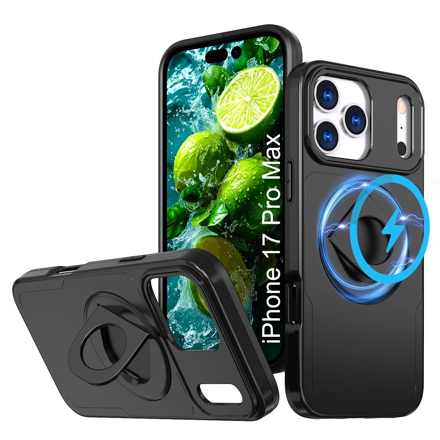 LuxuryKase Shockproof Rugged Back Cover | Heavy Duty Armor Case with MagSafe Compatible 360° Ring Holder | Finger Ring Kickstand | Drop Protection For iPhone & Samsung Series - Image 56