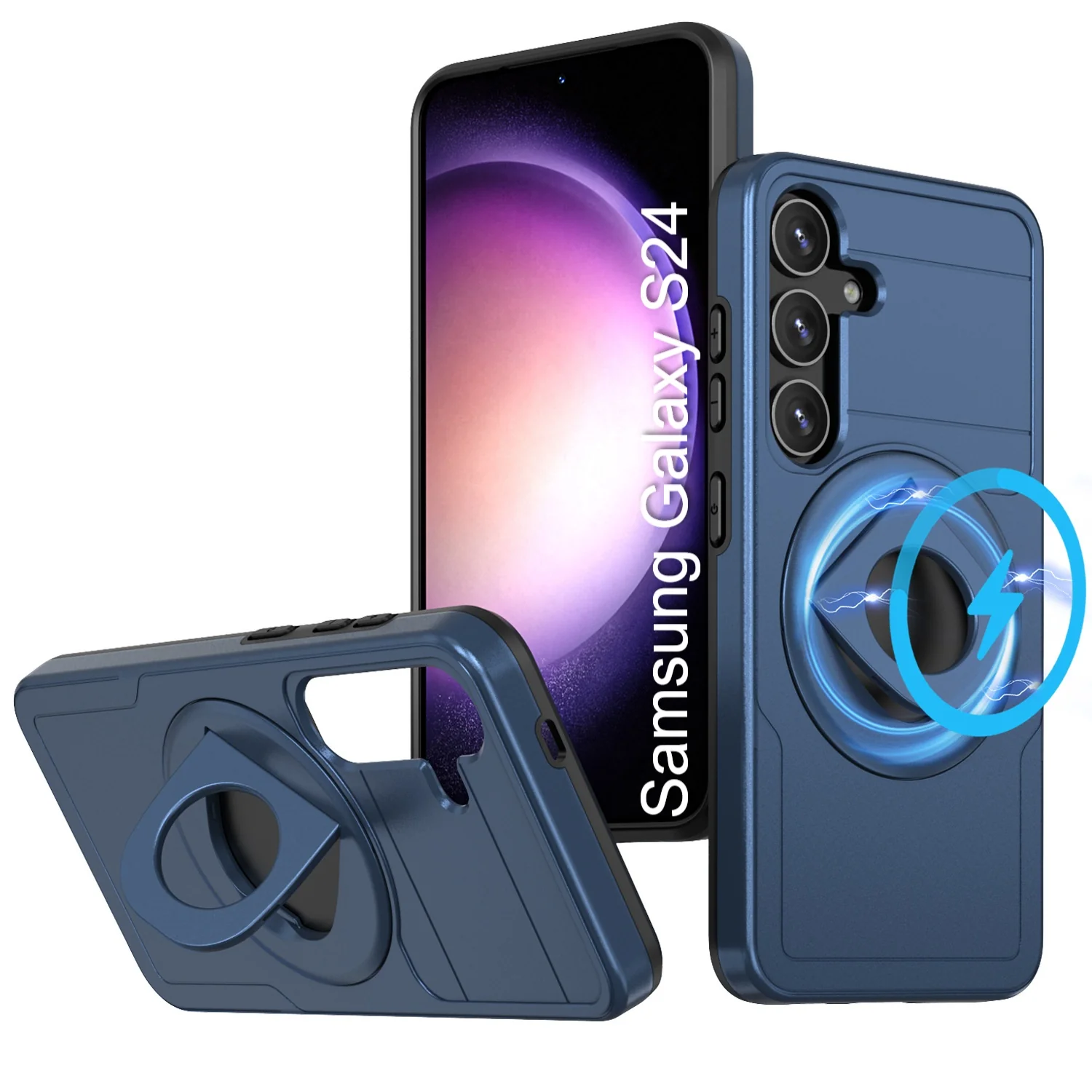 LuxuryKase Shockproof Rugged Back Cover | Heavy Duty Armor Case with MagSafe Compatible 360° Ring Holder | Finger Ring Kickstand | Drop Protection For iPhone & Samsung Series - Image 8
