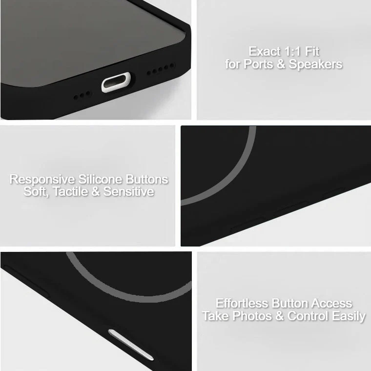LuxuryKase Silicone Magnetic Case with Soft Microfiber Lining | Mag-Safe Support | Shockproof Protective Cover | Precise Cutouts | Slim Fit Design For iPhone - Image 3