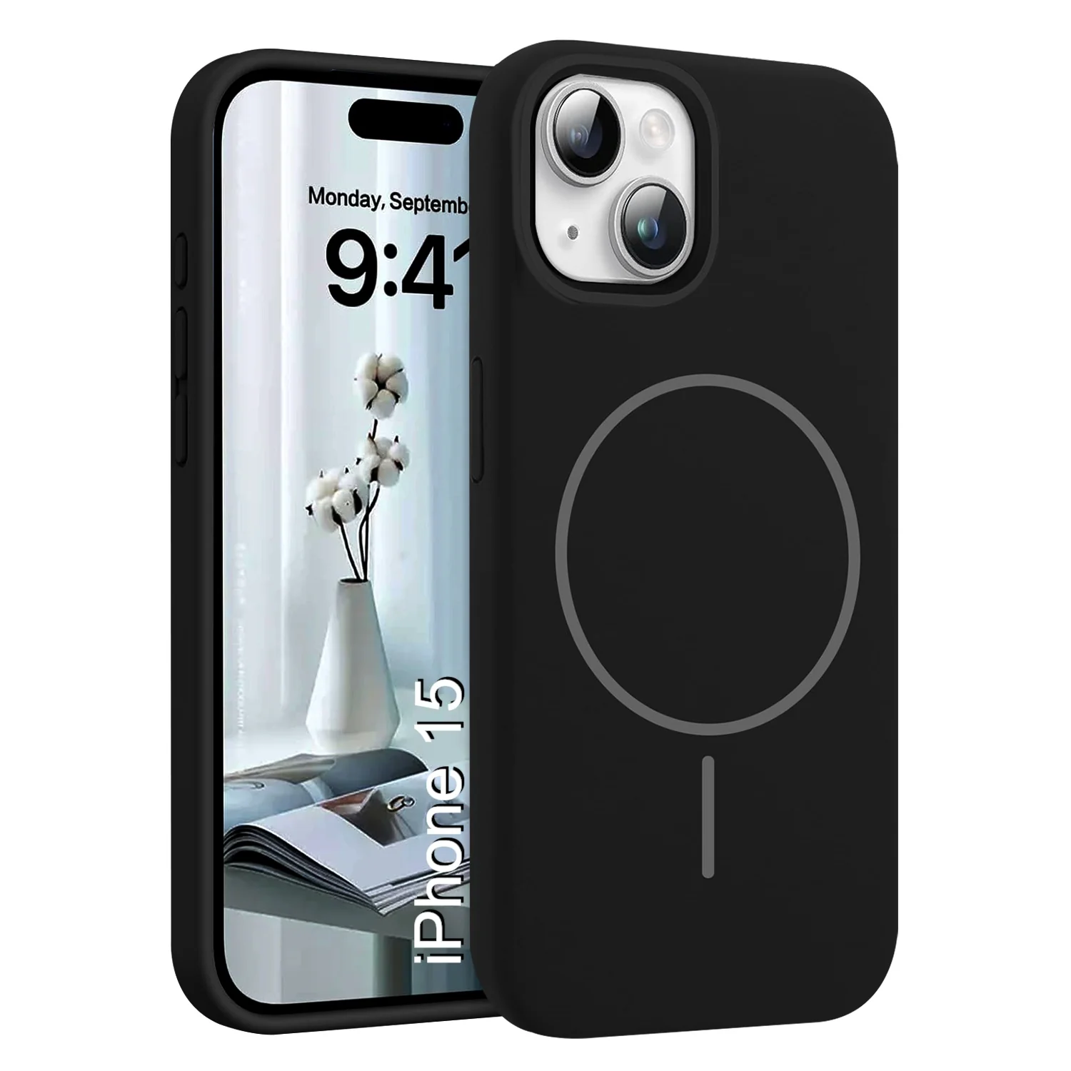 LuxuryKase Silicone Magnetic Case with Soft Microfiber Lining | Mag-Safe Support | Shockproof Protective Cover | Precise Cutouts | Slim Fit Design For iPhone - Image 34
