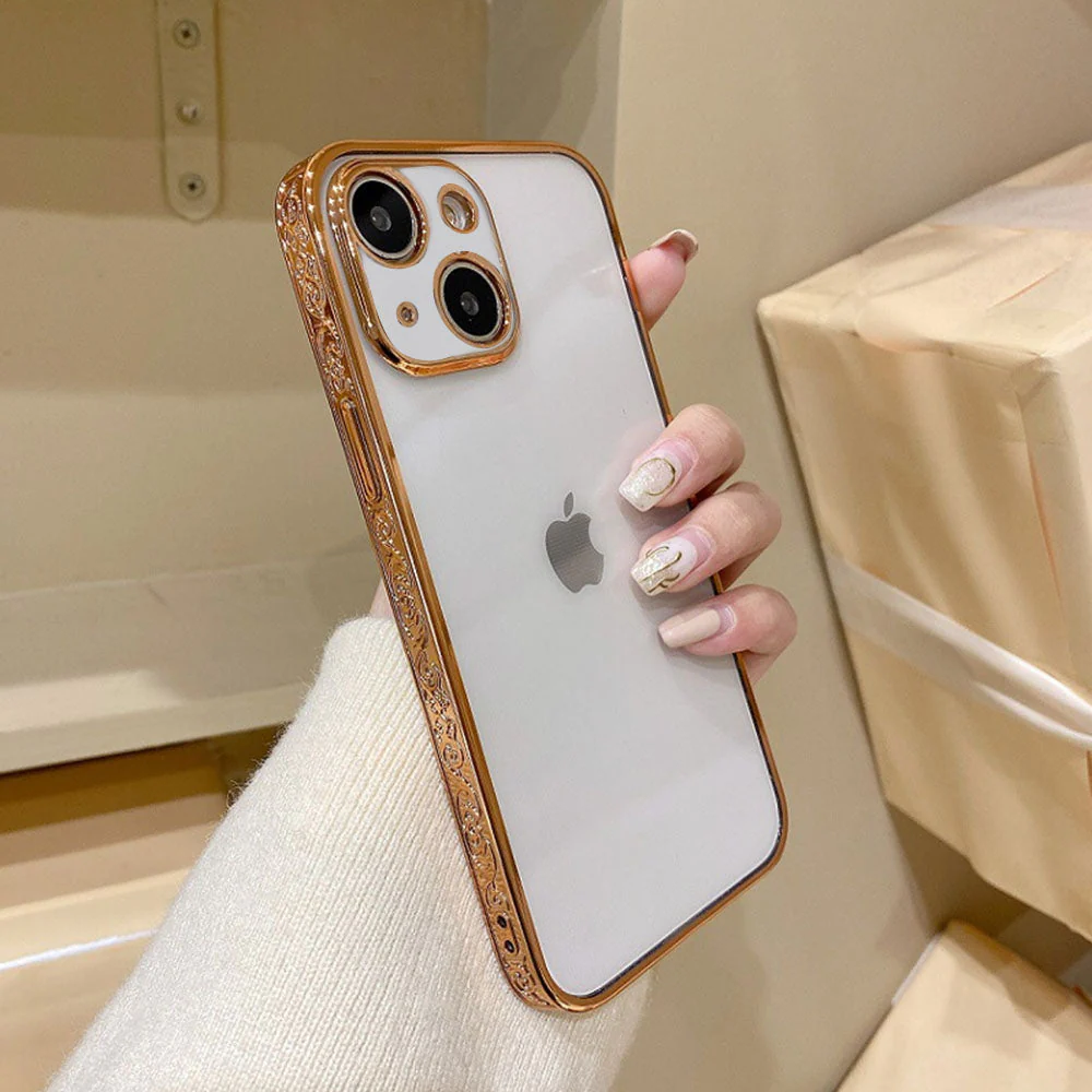 LuxuryKase Slide Flower Lace Plating Clear Phone Case For Iphone - Image 18