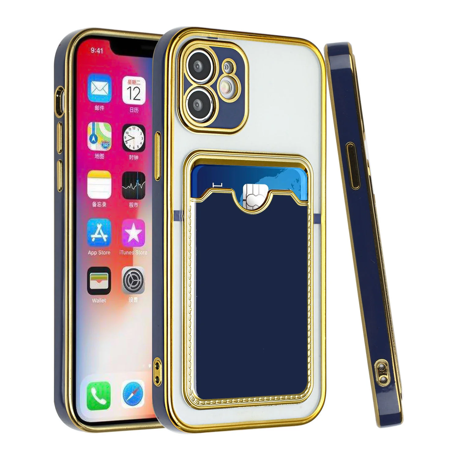 LuxuryKase Tpu Electroplated Phone Case With Card Holder For iPhone - Image 3