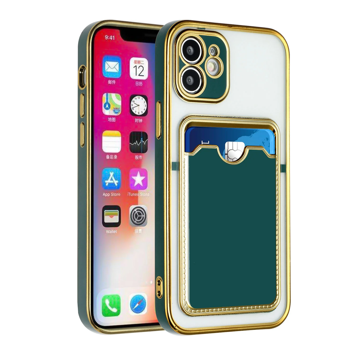 LuxuryKase Tpu Electroplated Phone Case With Card Holder For iPhone - Image 4