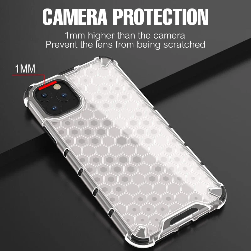 LuxuryKase Transparent Honeycomb Clear Shockproof Hybrid TPU Armor Case Cover For Iphone - Image 3