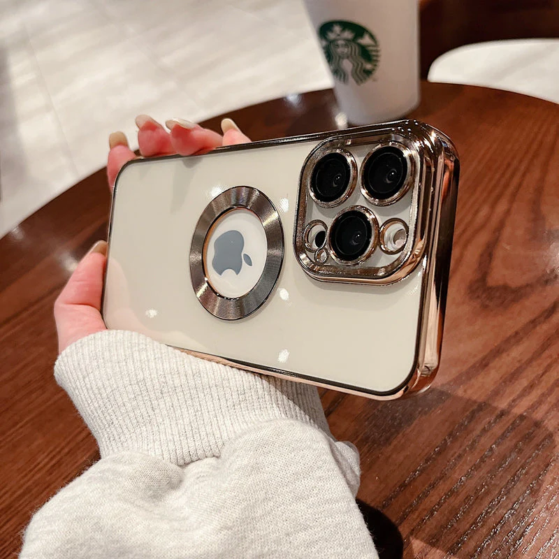 LuxuryKase Transparent Plating Hole Logo Case With Camera Protection For Iphone - Image 21