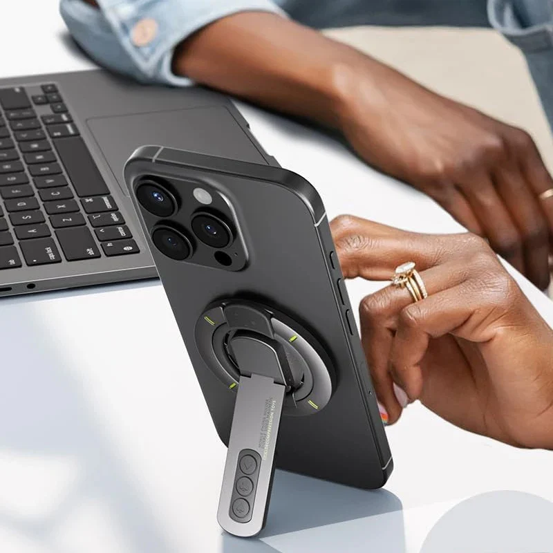 US LITE 360° Magnetic Mobile Stand with Fidget Button Grip | Foldable Kickstand Holder | Adjustable Viewing Angles | Dual Magnet Mount | Soft Silicone Grip Loop for All Smartphones - Image 7