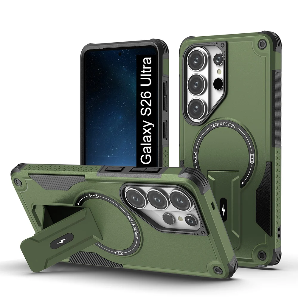 US LITE Back Cover with Portable Kickstand | Mag-Safe Compatible Magnetic Case | Shockproof Military Grade Protection | Rugged Armor Design Phone Cover For iPhone & Samsung - Image 156