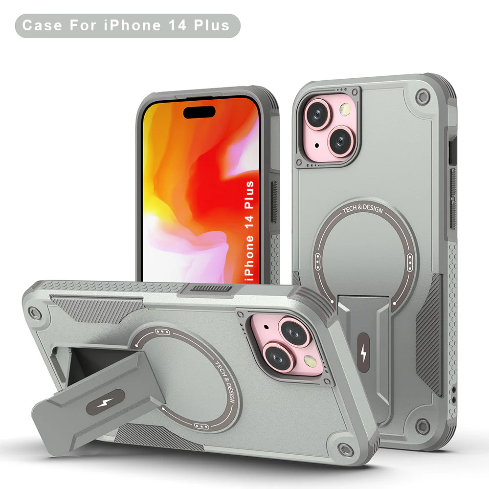 US LITE Back Cover with Portable Kickstand | Mag-Safe Compatible Magnetic Case | Shockproof Military Grade Protection | Rugged Armor Design Phone Cover For iPhone & Samsung - Image 20