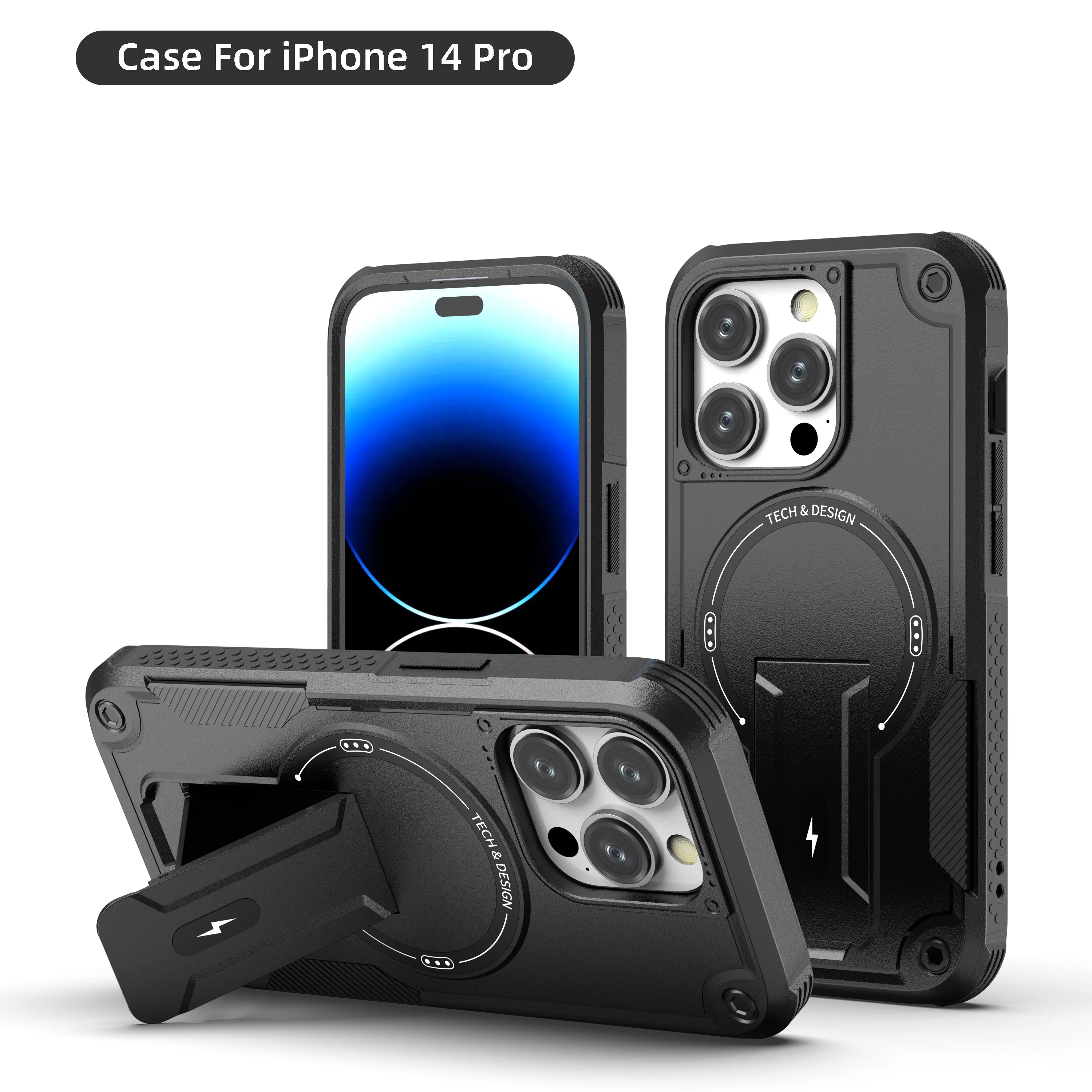 US LITE Back Cover with Portable Kickstand | Mag-Safe Compatible Magnetic Case | Shockproof Military Grade Protection | Rugged Armor Design Phone Cover For iPhone & Samsung - Image 23