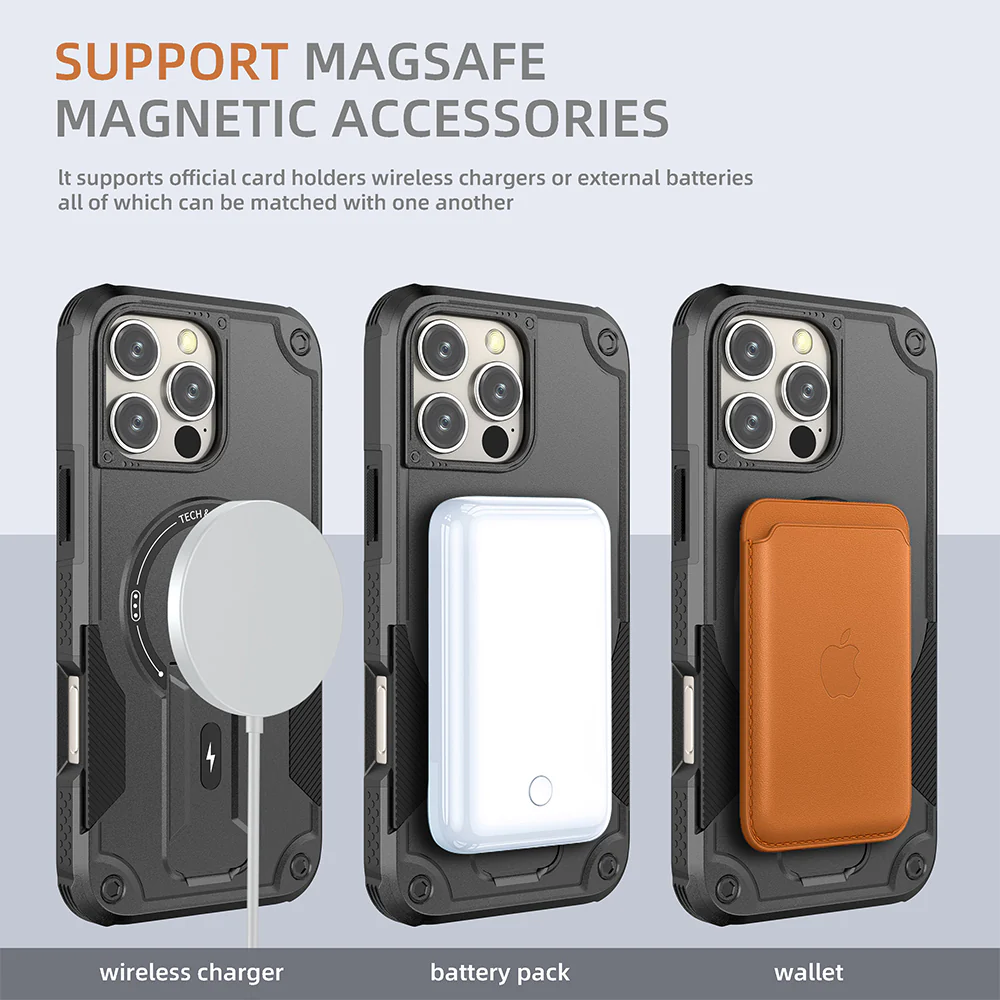 US LITE Back Cover with Portable Kickstand | Mag-Safe Compatible Magnetic Case | Shockproof Military Grade Protection | Rugged Armor Design Phone Cover For iPhone & Samsung - Image 7