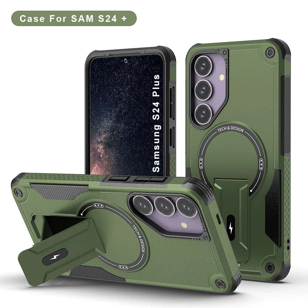 US LITE Back Cover with Portable Kickstand | Mag-Safe Compatible Magnetic Case | Shockproof Military Grade Protection | Rugged Armor Design Phone Cover For Samsung - Image 15