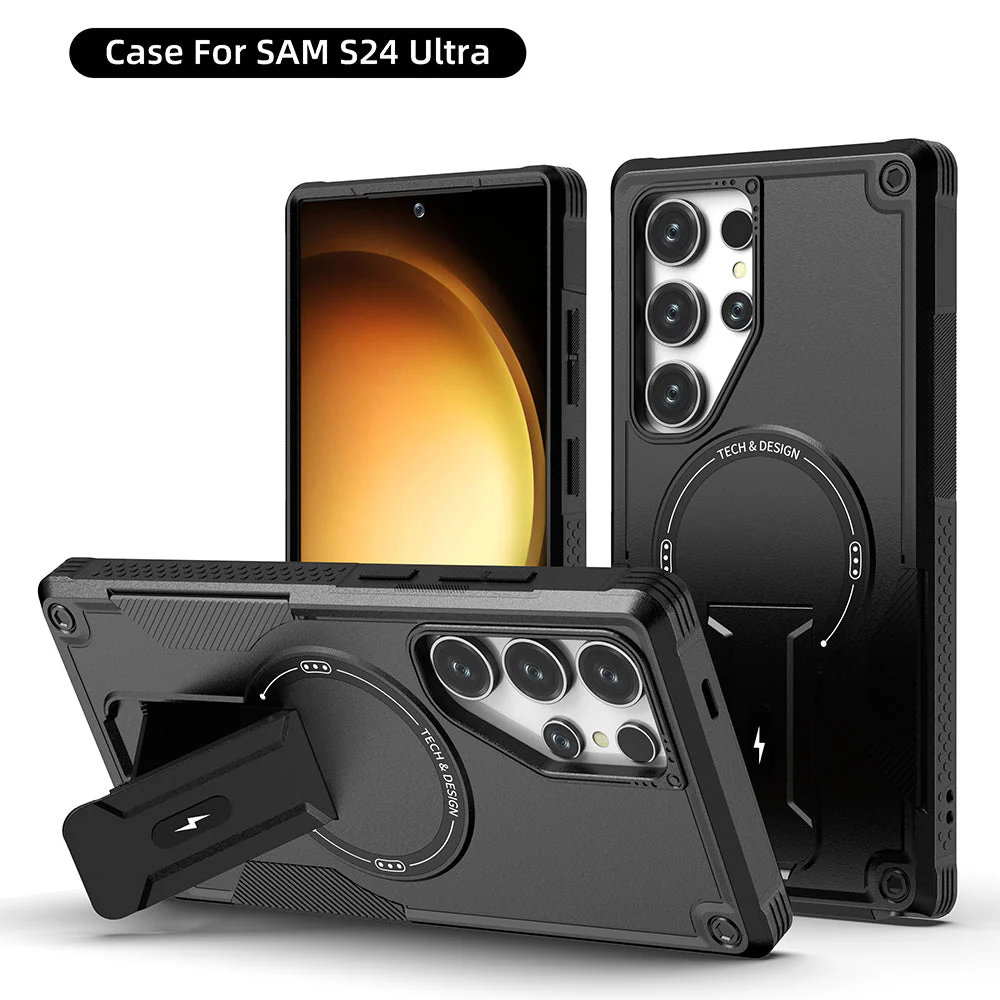 US LITE Back Cover with Portable Kickstand | Mag-Safe Compatible Magnetic Case | Shockproof Military Grade Protection | Rugged Armor Design Phone Cover For Samsung - Image 17