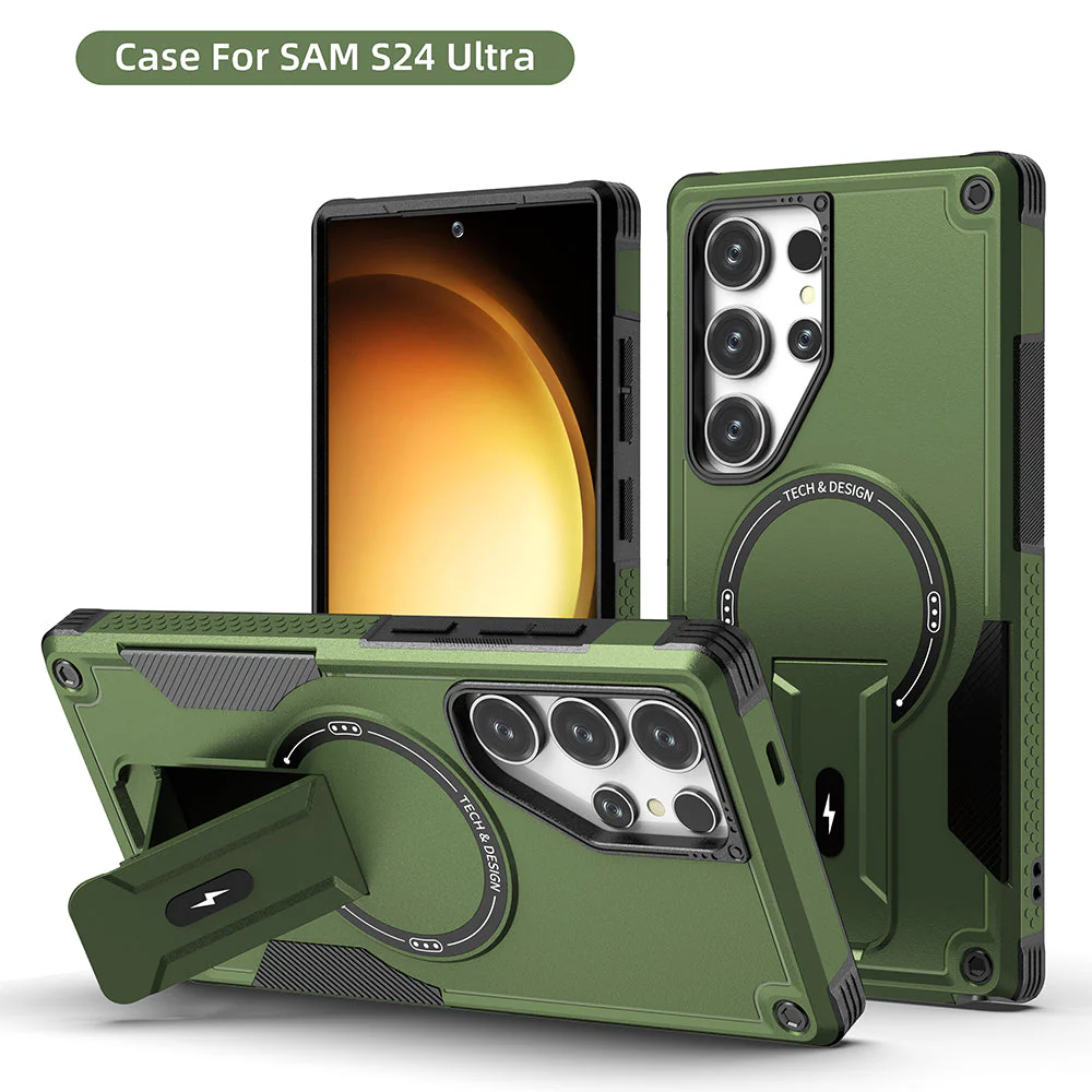 US LITE Back Cover with Portable Kickstand | Mag-Safe Compatible Magnetic Case | Shockproof Military Grade Protection | Rugged Armor Design Phone Cover For Samsung - Image 20