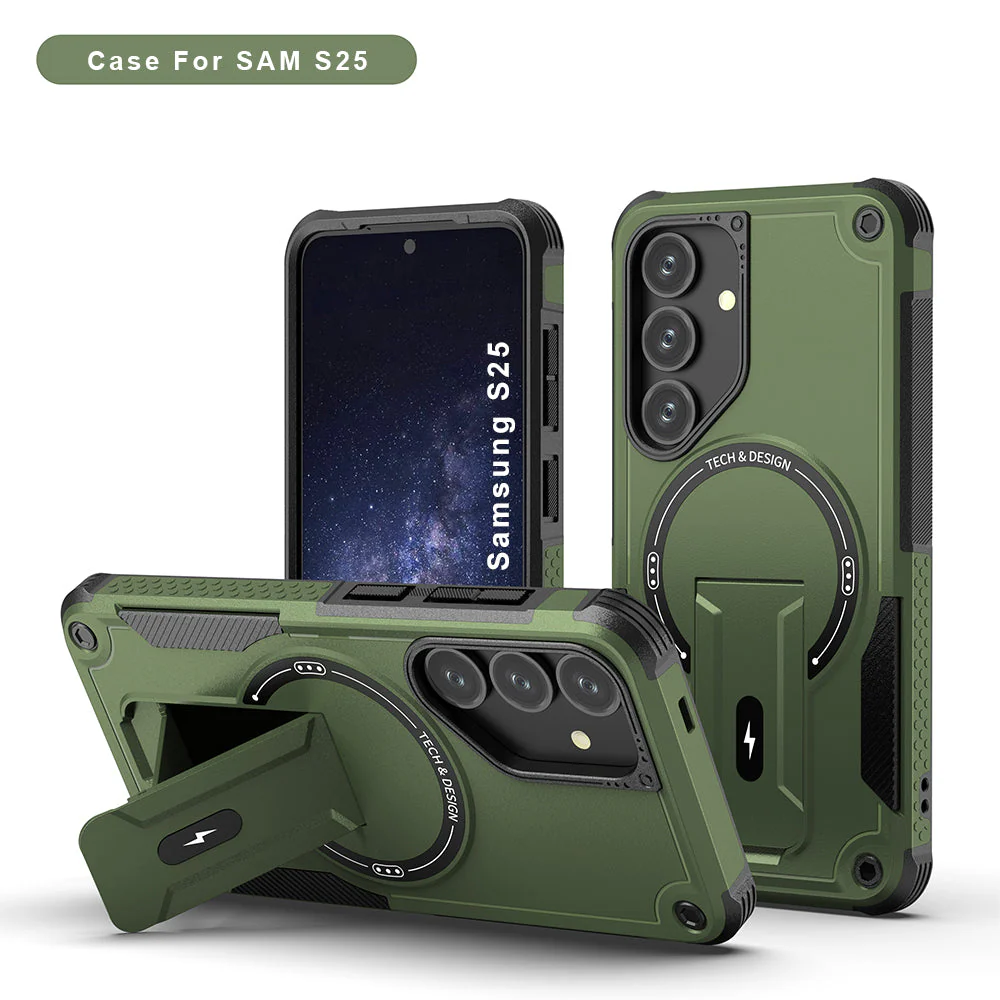 US LITE Back Cover with Portable Kickstand | Mag-Safe Compatible Magnetic Case | Shockproof Military Grade Protection | Rugged Armor Design Phone Cover For Samsung - Image 25