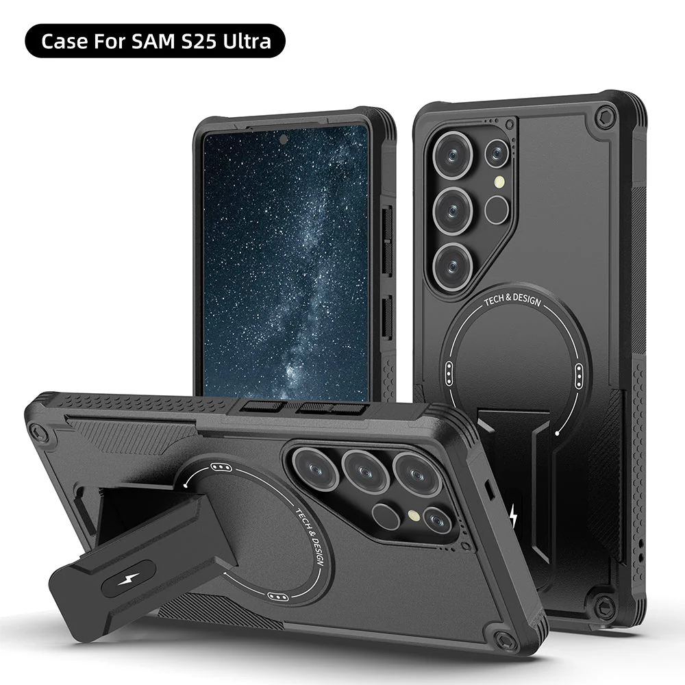 US LITE Back Cover with Portable Kickstand | Mag-Safe Compatible Magnetic Case | Shockproof Military Grade Protection | Rugged Armor Design Phone Cover For Samsung - Image 32
