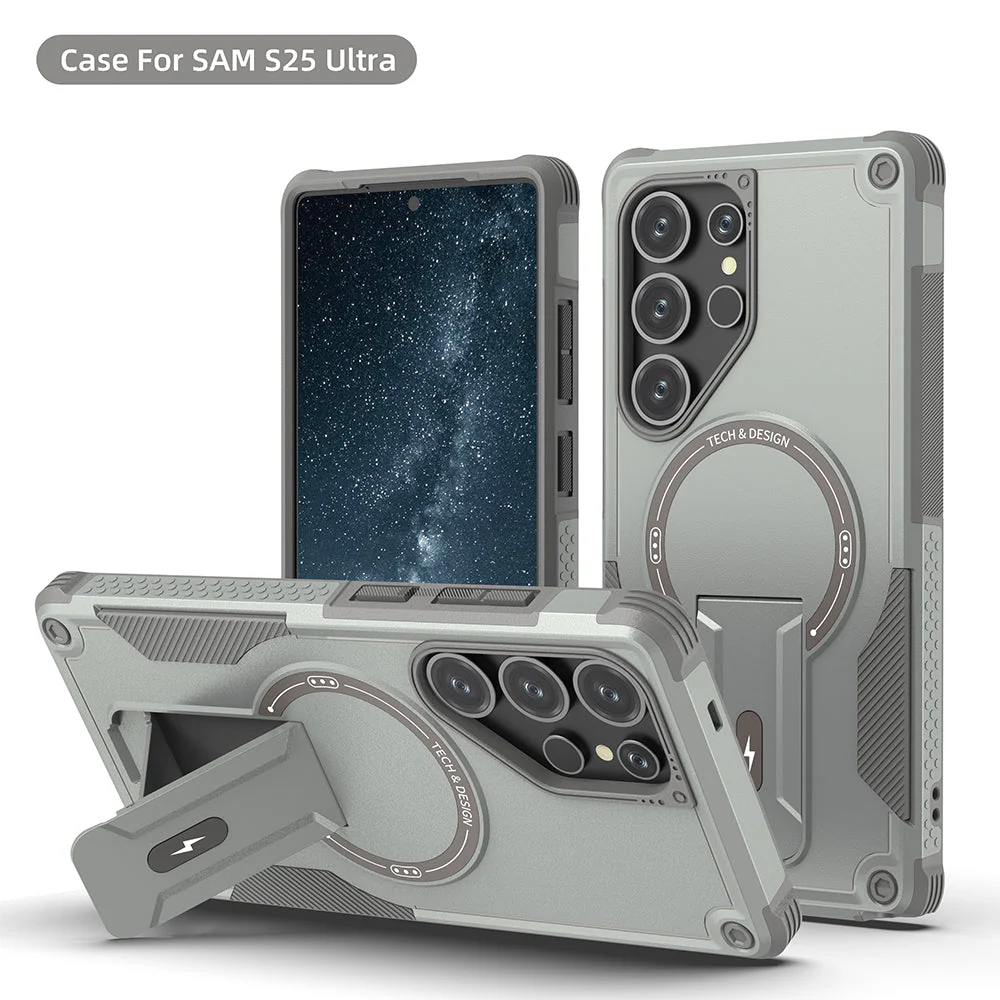 US LITE Back Cover with Portable Kickstand | Mag-Safe Compatible Magnetic Case | Shockproof Military Grade Protection | Rugged Armor Design Phone Cover For Samsung - Image 34