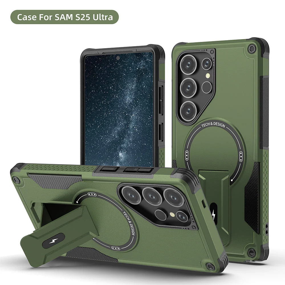 US LITE Back Cover with Portable Kickstand | Mag-Safe Compatible Magnetic Case | Shockproof Military Grade Protection | Rugged Armor Design Phone Cover For Samsung - Image 35