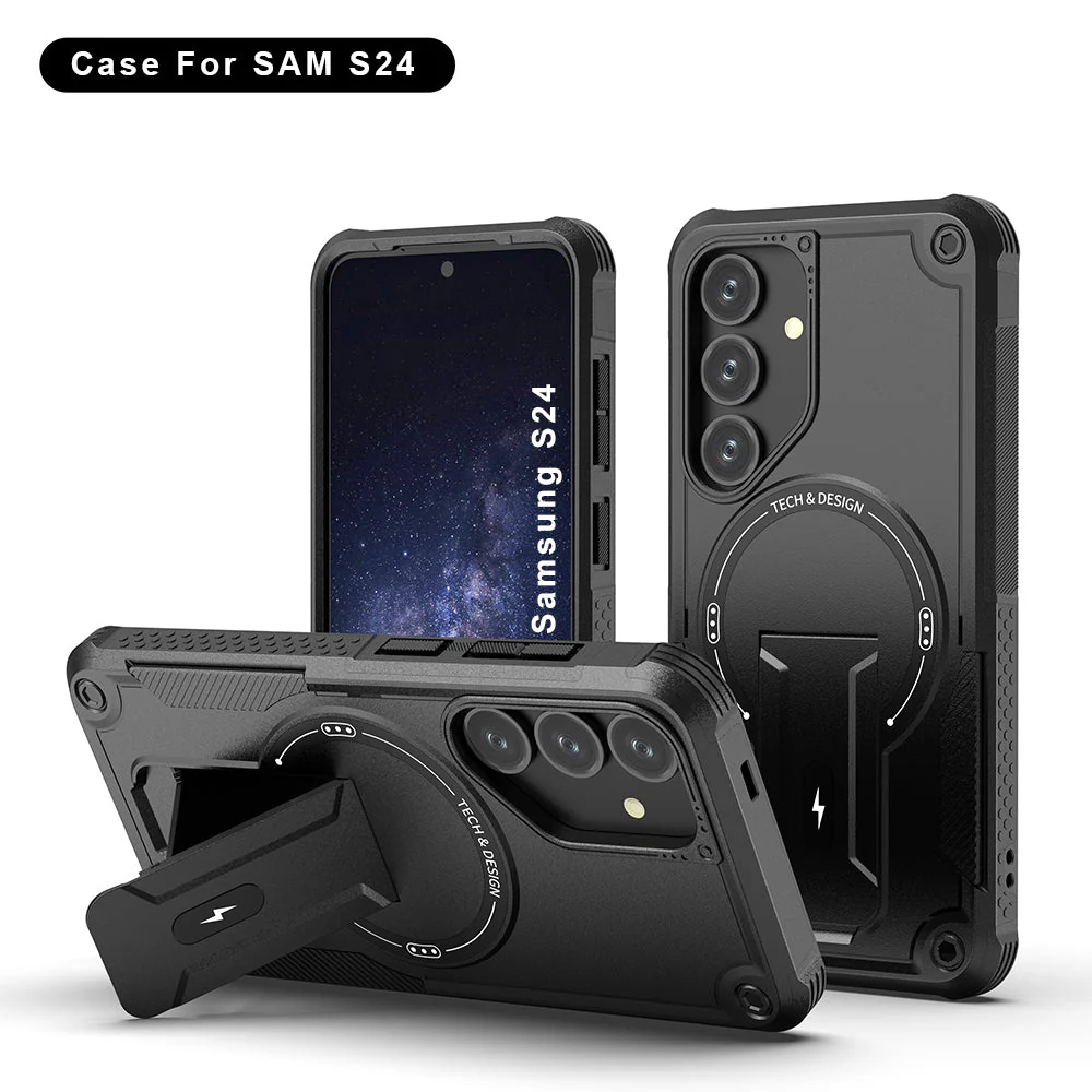 US LITE Back Cover with Portable Kickstand | Mag-Safe Compatible Magnetic Case | Shockproof Military Grade Protection | Rugged Armor Design Phone Cover For Samsung - Image 7