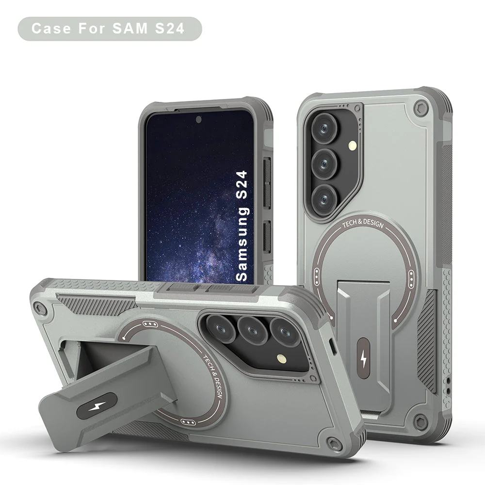 US LITE Back Cover with Portable Kickstand | Mag-Safe Compatible Magnetic Case | Shockproof Military Grade Protection | Rugged Armor Design Phone Cover For Samsung - Image 9