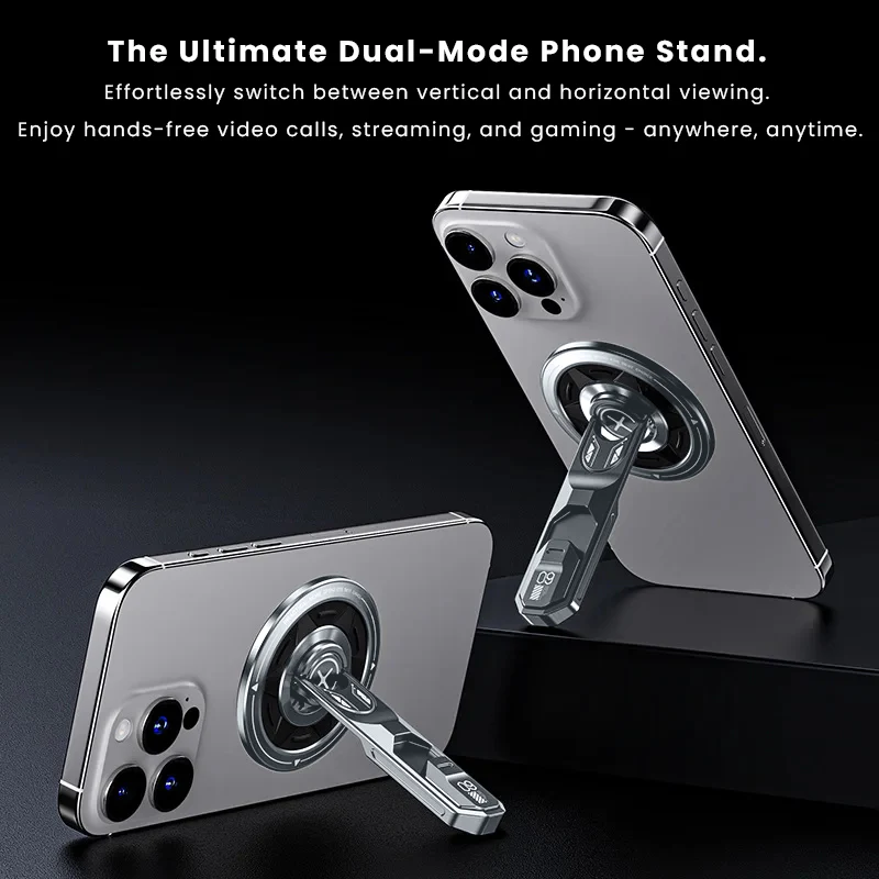 US LITE Magnetic Phone Stand with 360° Rotation | Foldable Ring Grip Kickstand | Adjustable Viewing Angle | Stress Relief Switch | Durable Metal Holder for All SmartPhones - Image 4