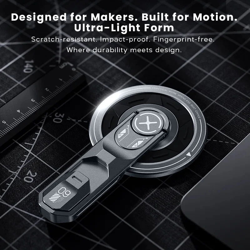 US LITE Magnetic Phone Stand with 360° Rotation | Foldable Ring Grip Kickstand | Adjustable Viewing Angle | Stress Relief Switch | Durable Metal Holder for All SmartPhones - Image 5