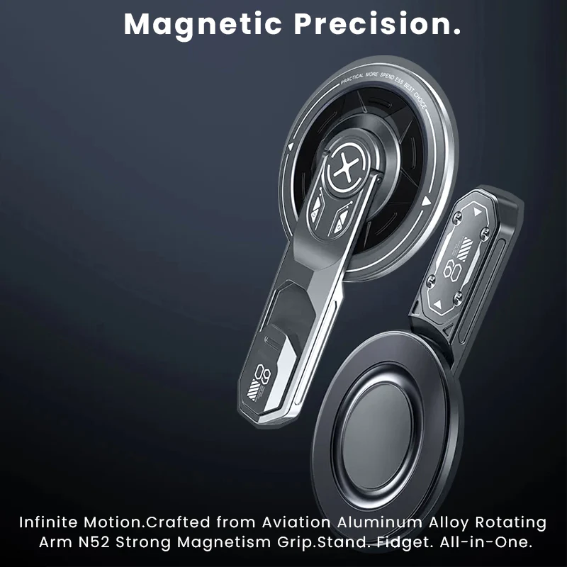 US LITE Magnetic Phone Stand with 360° Rotation | Foldable Ring Grip Kickstand | Adjustable Viewing Angle | Stress Relief Switch | Durable Metal Holder for All SmartPhones - Image 8