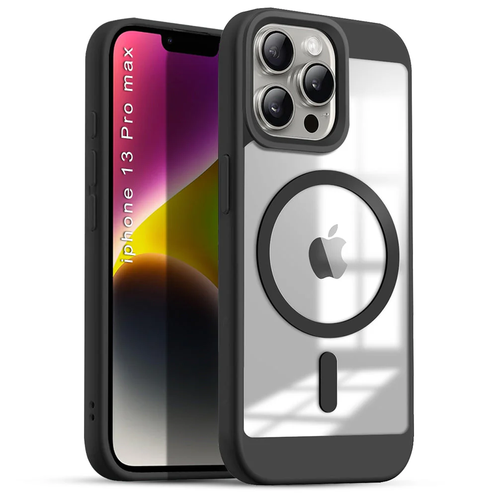 US LITE Shockproof Mag-Safe Transparent Clear Hard Back Cover Case with Soft Edge | Camera Protection & Wireless Charging Support for iPhone Series - Image 12