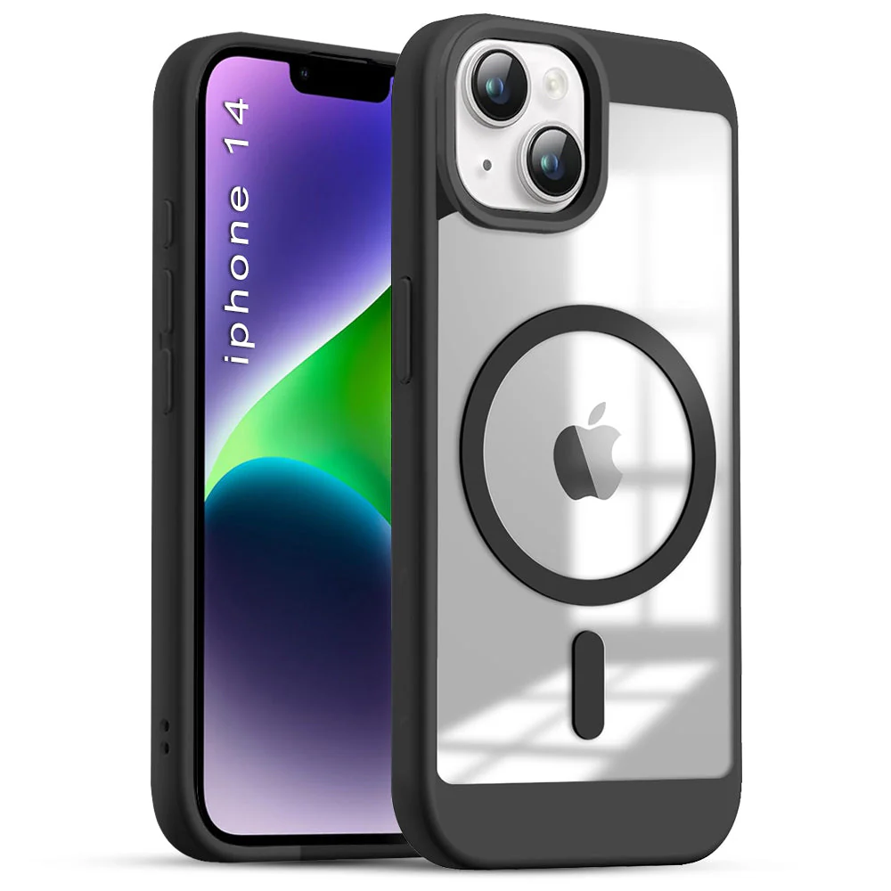 US LITE Shockproof Mag-Safe Transparent Clear Hard Back Cover Case with Soft Edge | Camera Protection & Wireless Charging Support for iPhone Series - Image 17