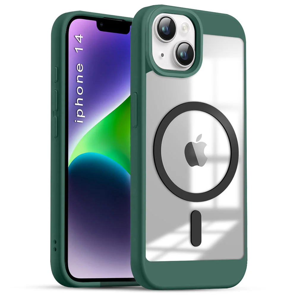 US LITE Shockproof Mag-Safe Transparent Clear Hard Back Cover Case with Soft Edge | Camera Protection & Wireless Charging Support for iPhone Series - Image 19