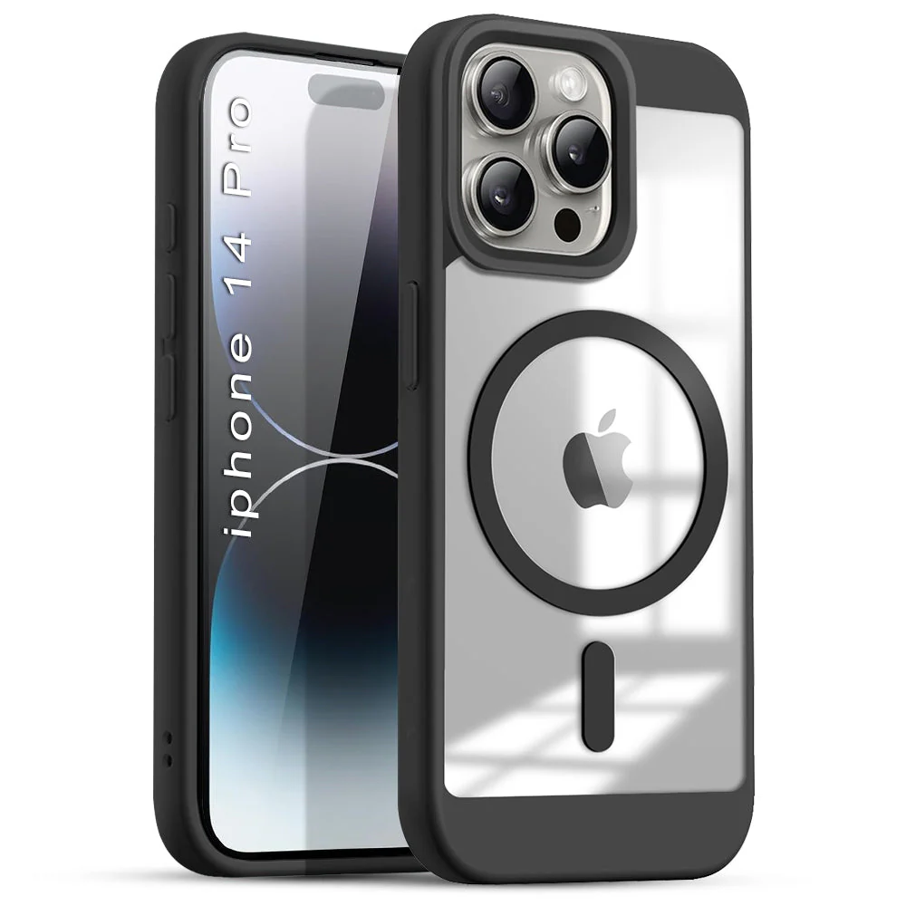 US LITE Shockproof Mag-Safe Transparent Clear Hard Back Cover Case with Soft Edge | Camera Protection & Wireless Charging Support for iPhone Series - Image 27