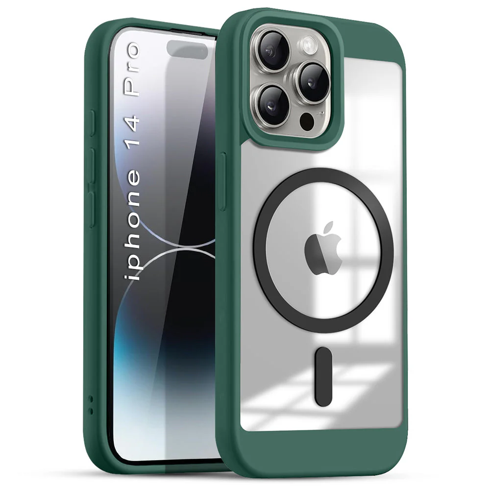 US LITE Shockproof Mag-Safe Transparent Clear Hard Back Cover Case with Soft Edge | Camera Protection & Wireless Charging Support for iPhone Series - Image 29