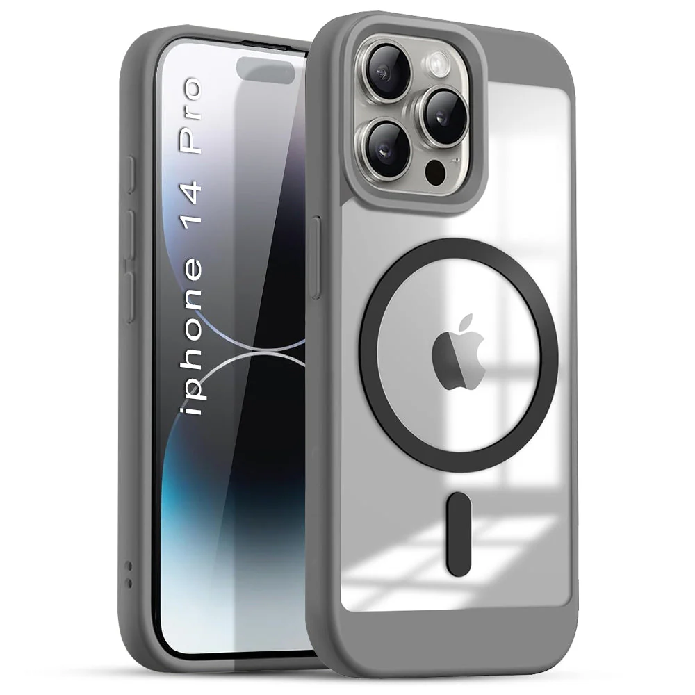 US LITE Shockproof Mag-Safe Transparent Clear Hard Back Cover Case with Soft Edge | Camera Protection & Wireless Charging Support for iPhone Series - Image 31