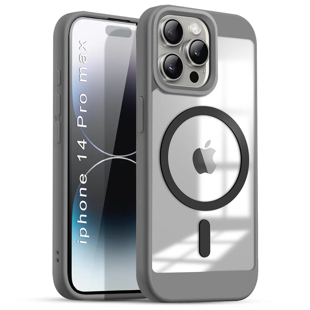 US LITE Shockproof Mag-Safe Transparent Clear Hard Back Cover Case with Soft Edge | Camera Protection & Wireless Charging Support for iPhone Series - Image 36