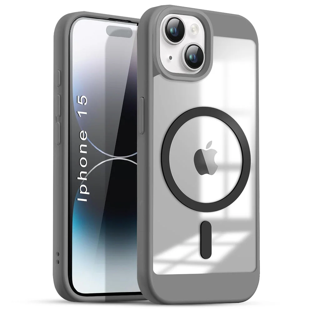 US LITE Shockproof Mag-Safe Transparent Clear Hard Back Cover Case with Soft Edge | Camera Protection & Wireless Charging Support for iPhone Series - Image 41