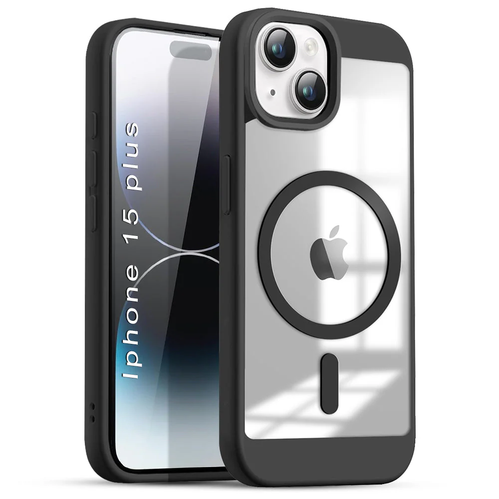 US LITE Shockproof Mag-Safe Transparent Clear Hard Back Cover Case with Soft Edge | Camera Protection & Wireless Charging Support for iPhone Series - Image 42