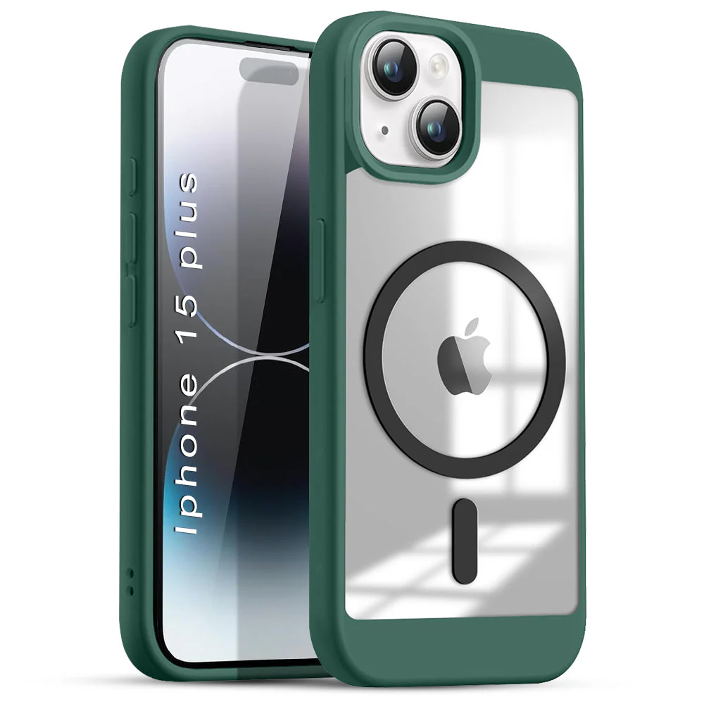 US LITE Shockproof Mag-Safe Transparent Clear Hard Back Cover Case with Soft Edge | Camera Protection & Wireless Charging Support for iPhone Series - Image 44