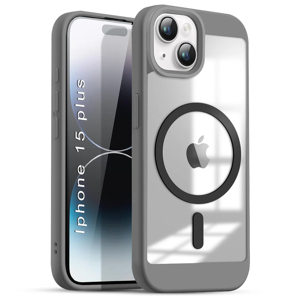 US LITE Shockproof Mag-Safe Transparent Clear Hard Back Cover Case with Soft Edge | Camera Protection & Wireless Charging Support for iPhone Series - Image 46