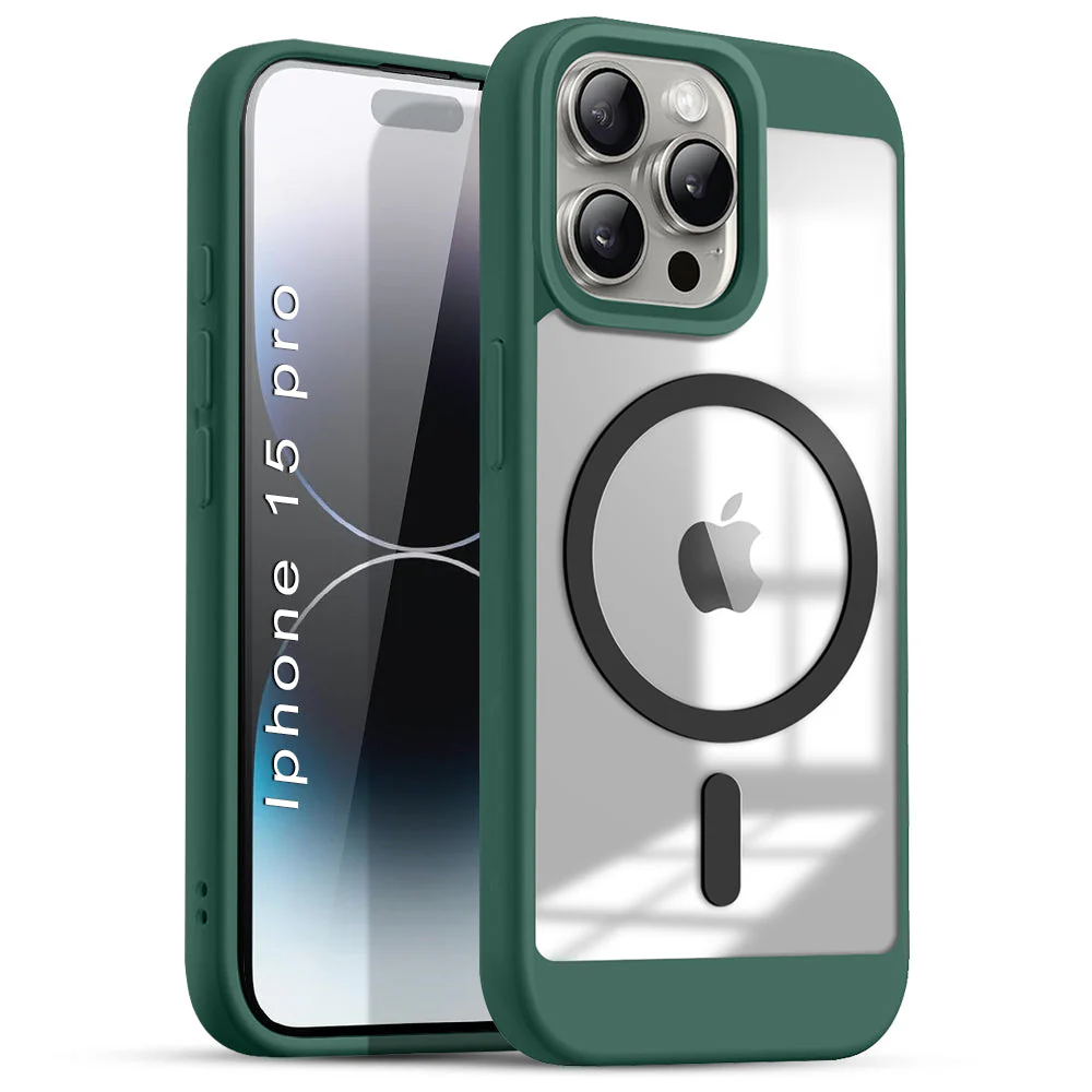 US LITE Shockproof Mag-Safe Transparent Clear Hard Back Cover Case with Soft Edge | Camera Protection & Wireless Charging Support for iPhone Series - Image 49