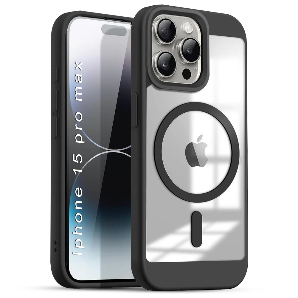 US LITE Shockproof Mag-Safe Transparent Clear Hard Back Cover Case with Soft Edge | Camera Protection & Wireless Charging Support for iPhone Series - Image 52