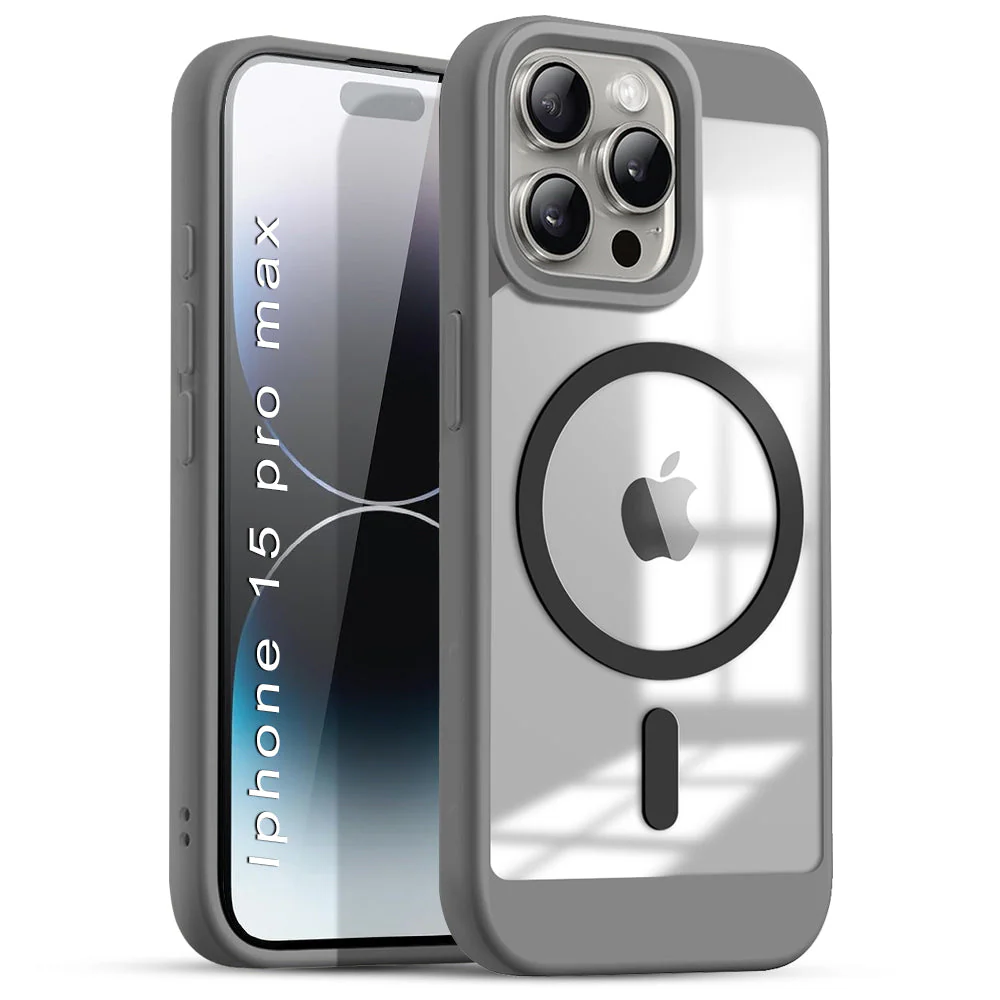 US LITE Shockproof Mag-Safe Transparent Clear Hard Back Cover Case with Soft Edge | Camera Protection & Wireless Charging Support for iPhone Series - Image 56