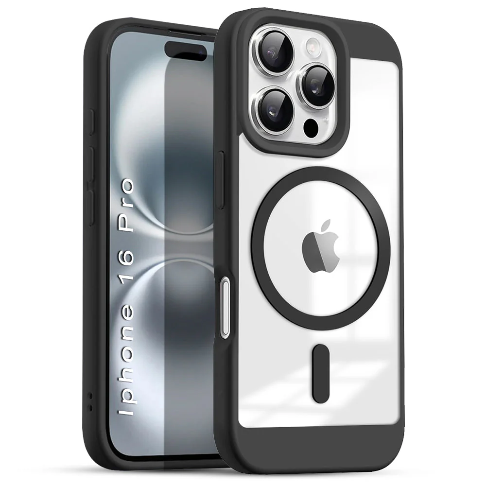 US LITE Shockproof Mag-Safe Transparent Clear Hard Back Cover Case with Soft Edge | Camera Protection & Wireless Charging Support for iPhone Series - Image 67
